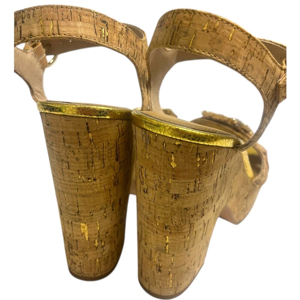 Donald Pliner Galatea Cork Platform Heels Jewels Gold | Sz 7.5 *Flaw* $258 - Picture 14 of 14